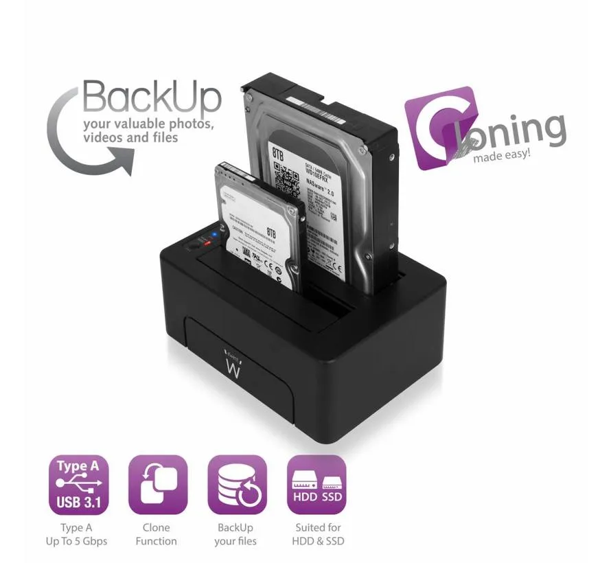 Dual Docking Station USB für 2.5 und 3.5 SATA HDD/SSD