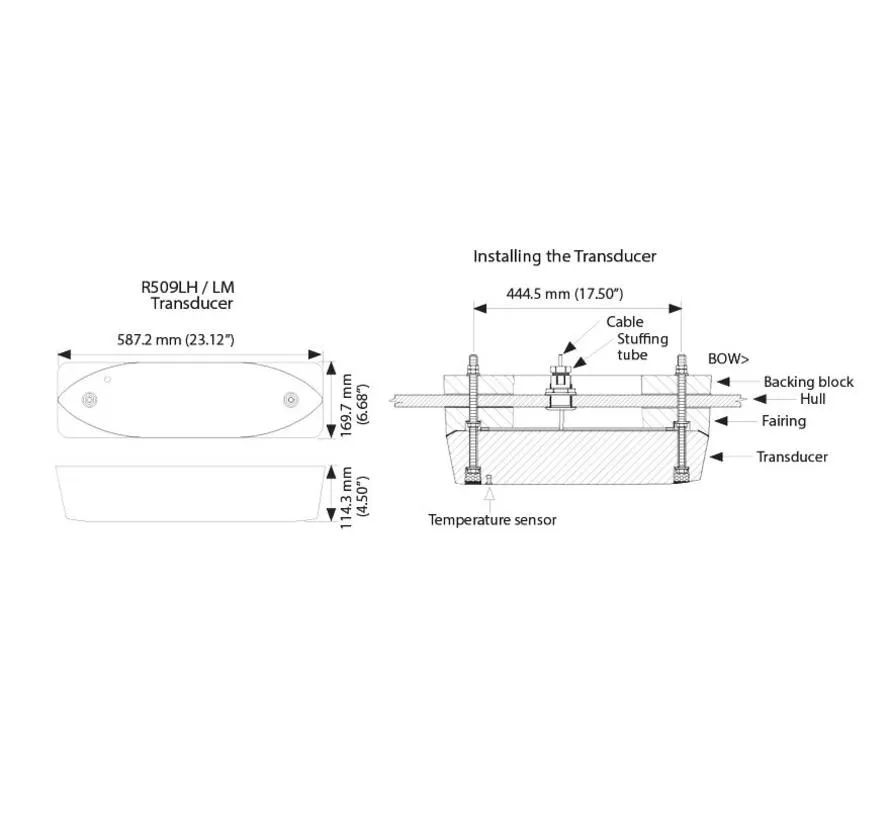 Xsonic Airmar R509LH-W Breitband-Tiefen/Temperatur-Schwinger