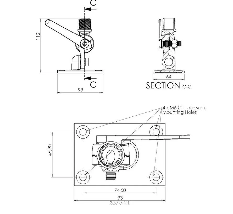 Heavy duty marine antenna mount