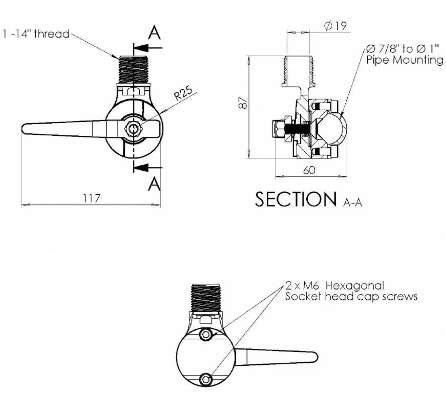 Heavy duty marine antenna railingsteun