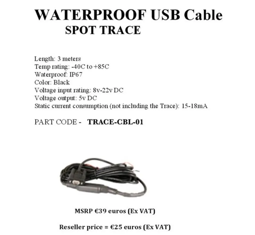 SPOT Trace USB cable