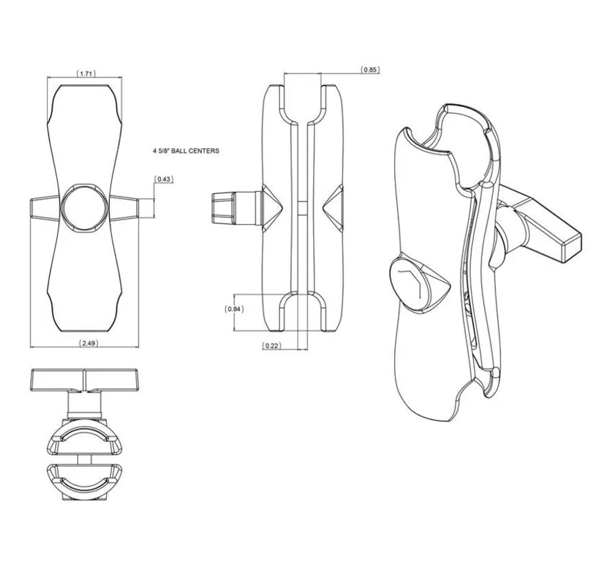 RAM-201U dubbele socket-arm für 1,5 "-ballen