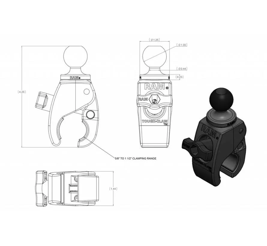 RAP-B-400U RAM Small Tough-Claw mit 1 inch bal - Copy