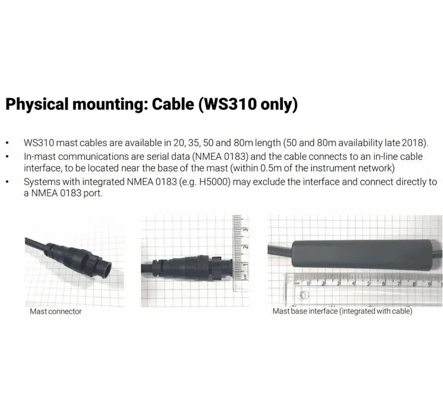 WS310 kabelgebundener Windsensor mit 20 m Mastkabel und NMEA 2000 Interface