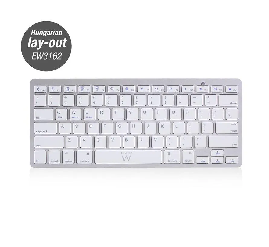 Tastatur Bluetooth, Qwerty, zilver mit wit