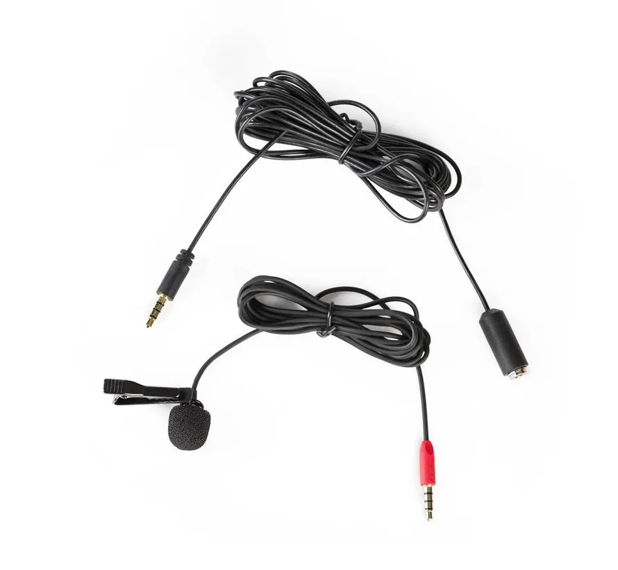 SR-LMX1+ dasspeld Mikrofon mit 3.5mm TRRS connector und 4m extension Kabel