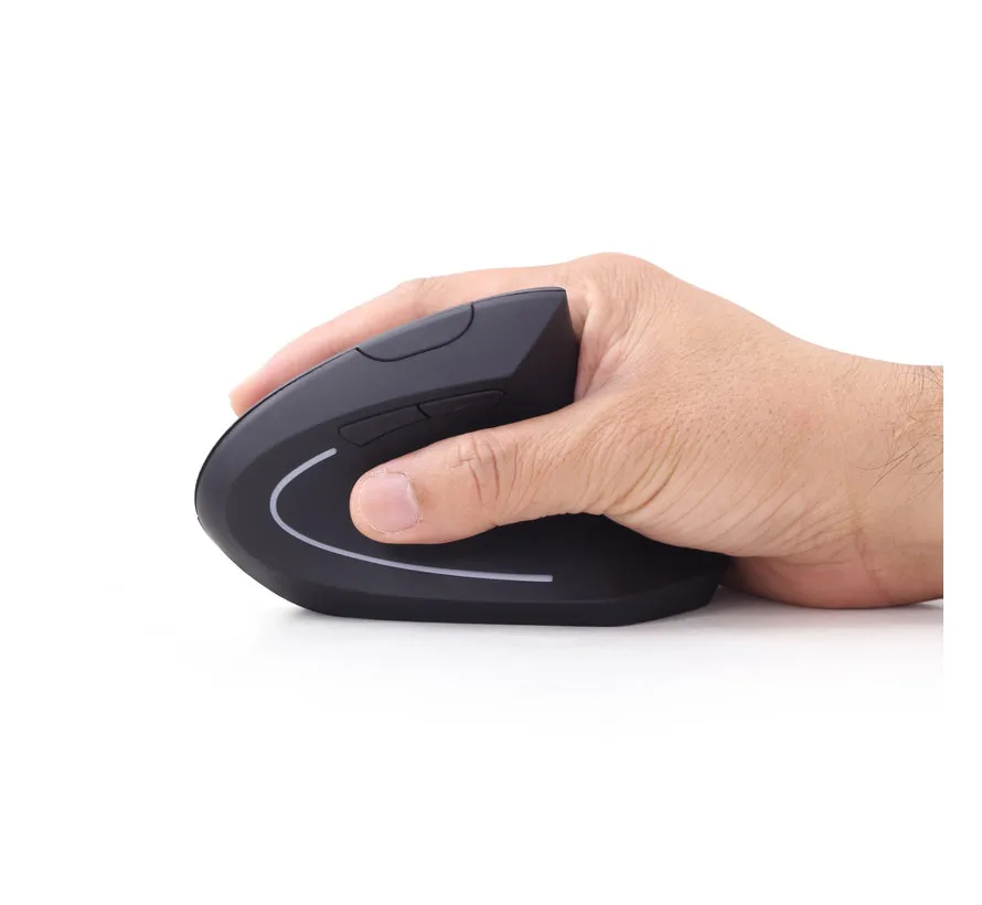 ergonomische kabellose vertikale Maus 6 Tasten 800–1600 DPI schwarz