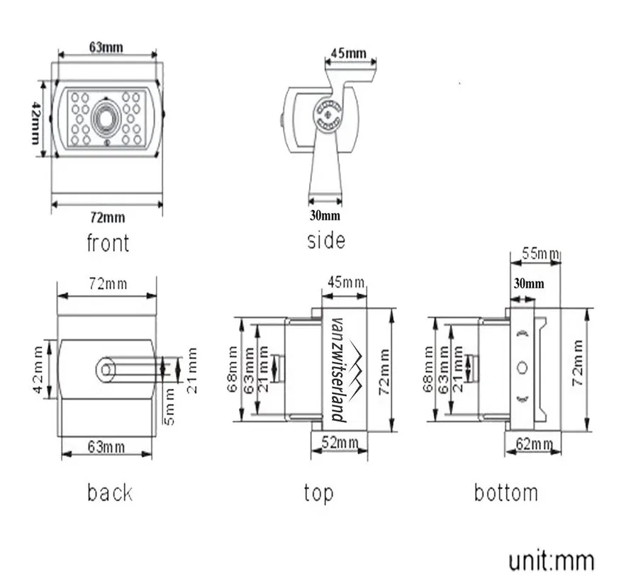 VZ-C1 / SV-1-120-CCD 12V reversing camera with night vision