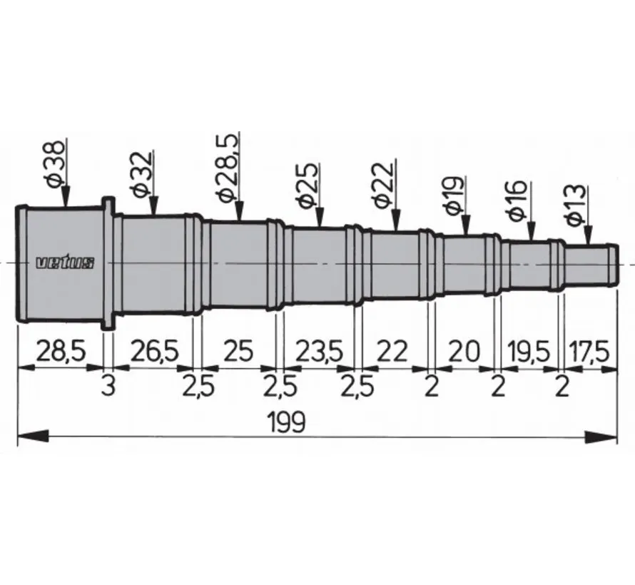 Kunststoff Schlauchadapter für Schläuche von 13 bis 38 mm