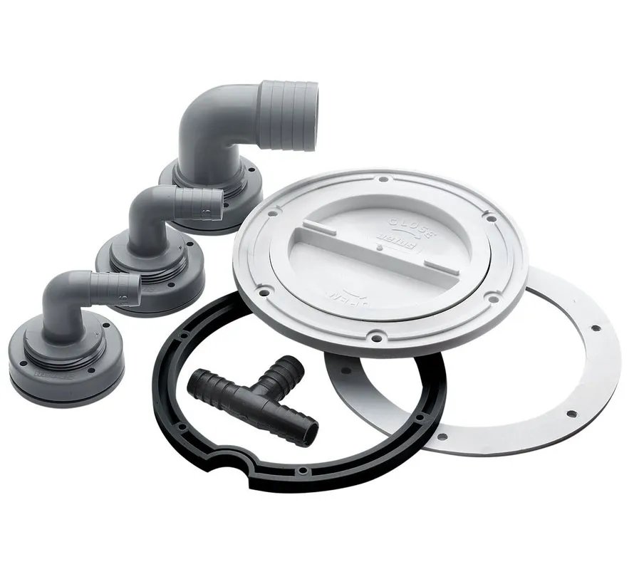 Connection kit for rigid drinking water tank with inspection lid