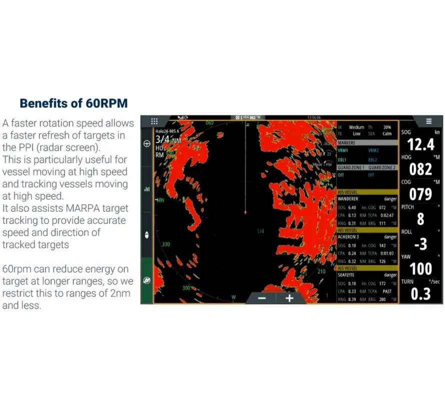 HALO20 Pulse Compression Radar – 20" dome radar for safe navigation and clear target detection