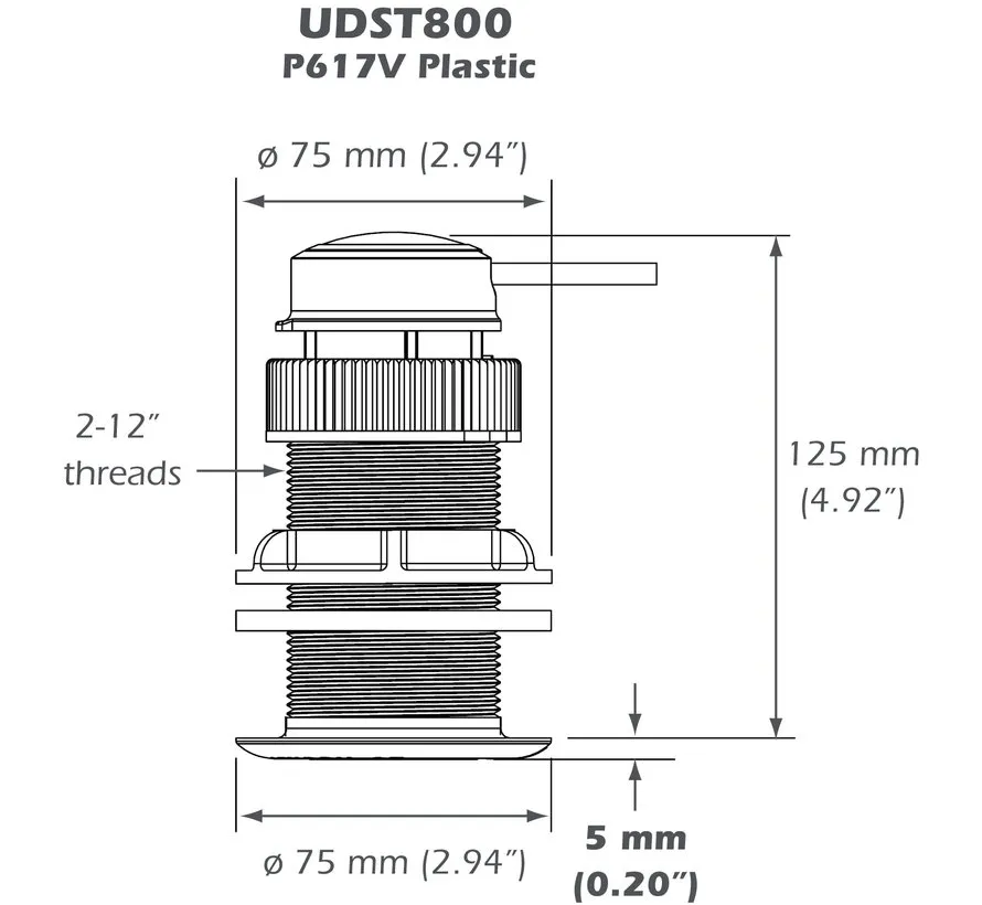 UDST800 Ultrasonic Smart Sensor NMEA 2000 door-de-romp sensor voor diepte, snelheid en temperatuur