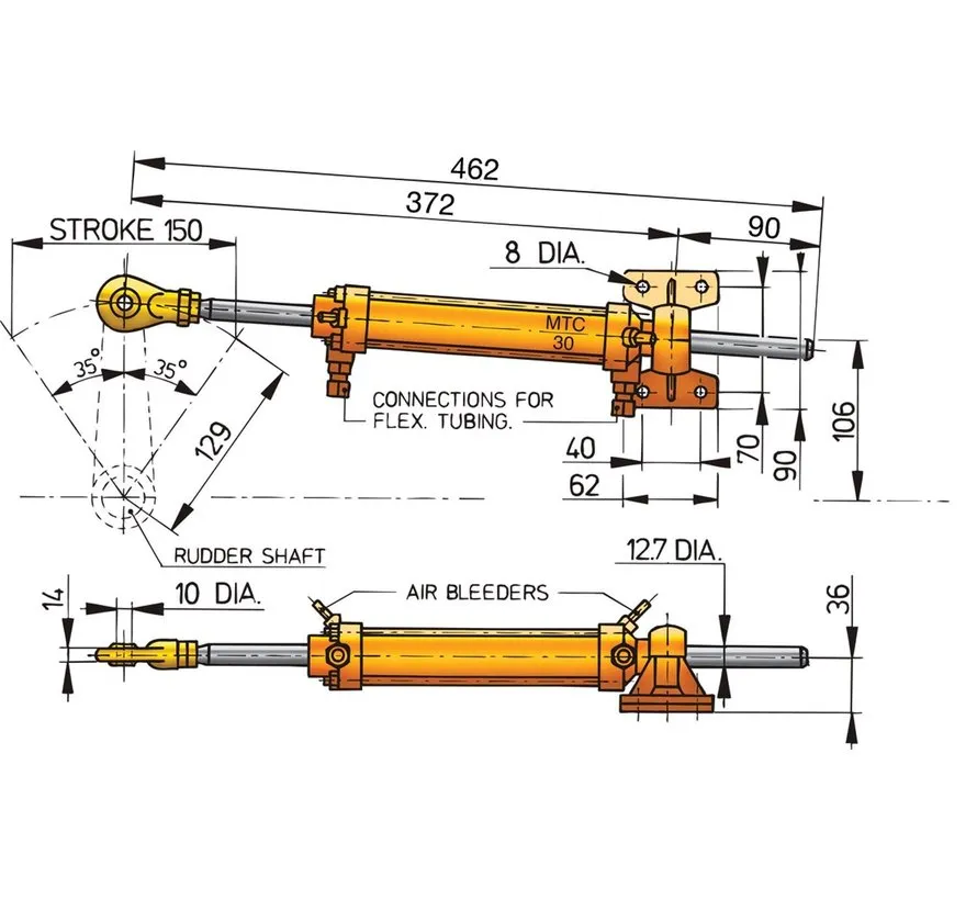 MTC3008 hydraulischer Steuerzylinder für 8 mm Leitung