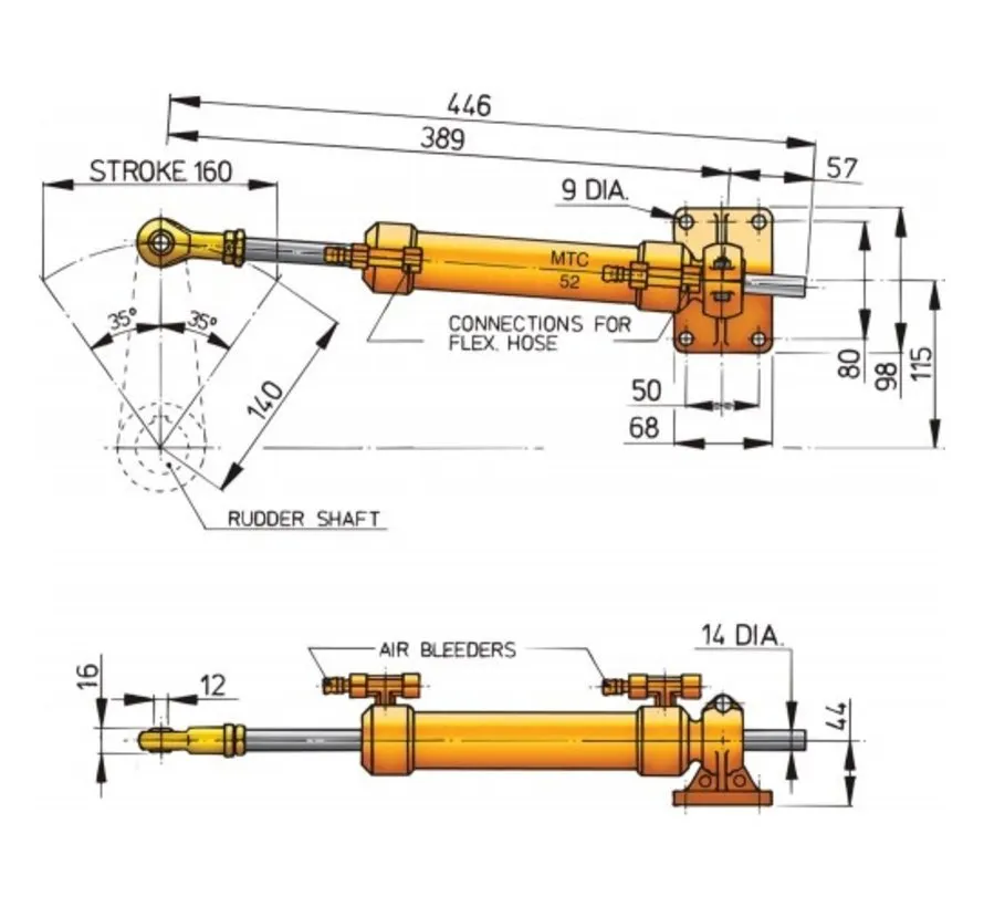 MTC5210 hydraulischer Steuerzylinder für 10 mm Leitung