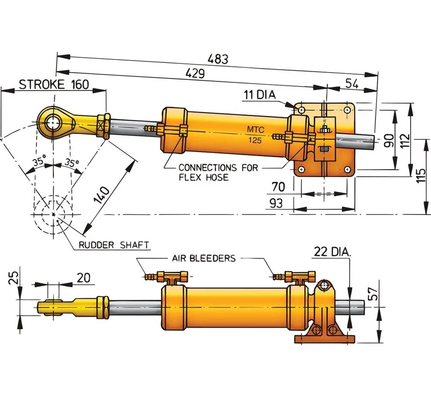 MTC17510 hydraulischer Steuerzylinder für 10 mm Leitung