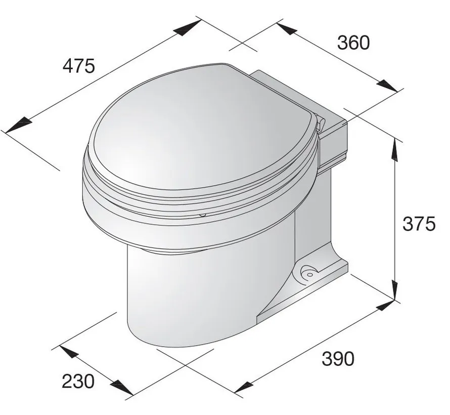 TMW electric marine toilet with soft-close seat