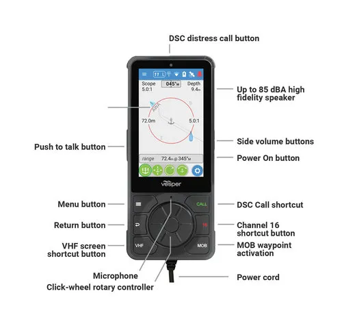 Vesper Marine Cortex H1 Bedrade handset