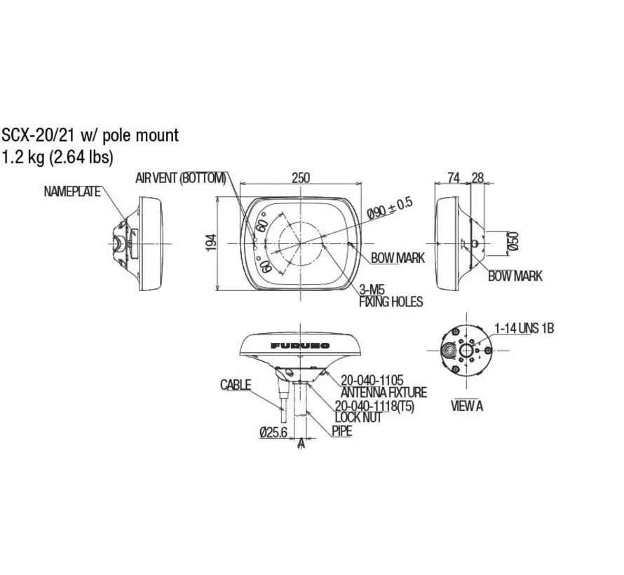 SCX-21 Multi-GNSS satellite compass with NMEA 0183 connection