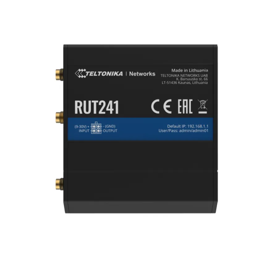 RUT241 industrial 4G router with Wi-Fi and 2 Ethernet ports