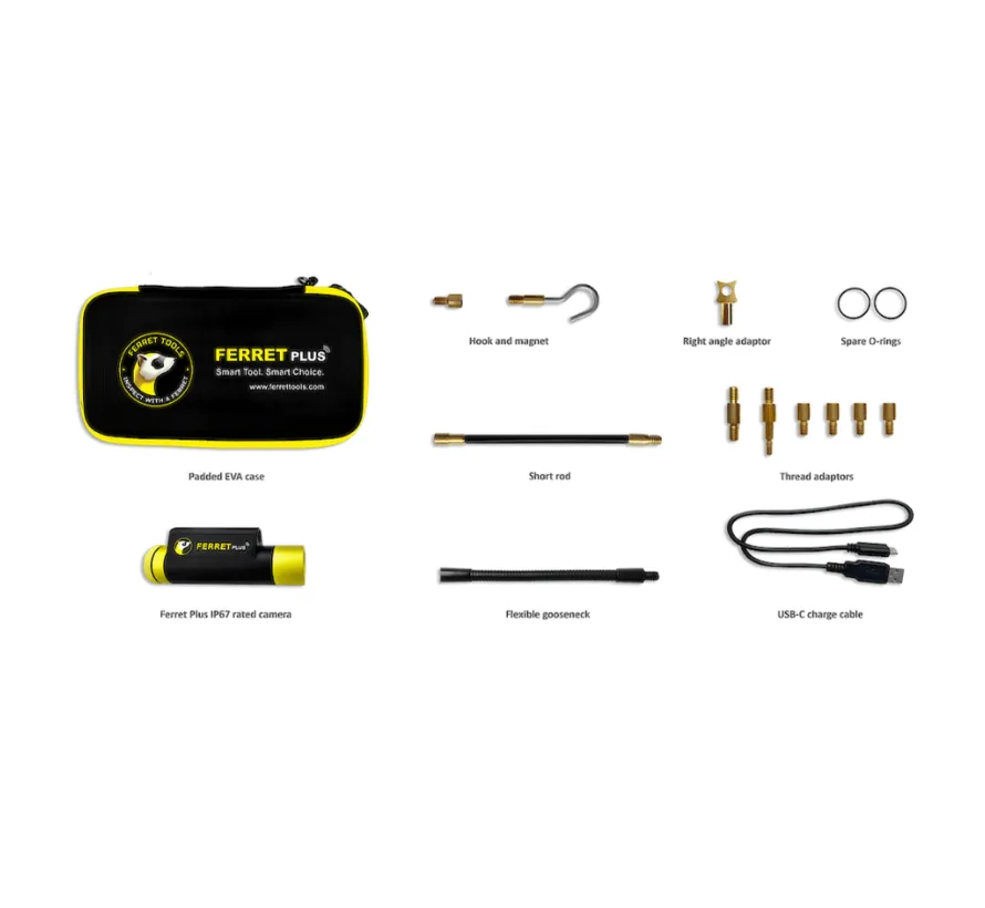 Wireless inspection camera IP67 with Wi-Fi and voltage detection