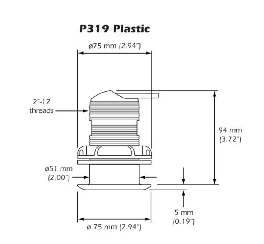 P319 ThruHull Tiefe transducer