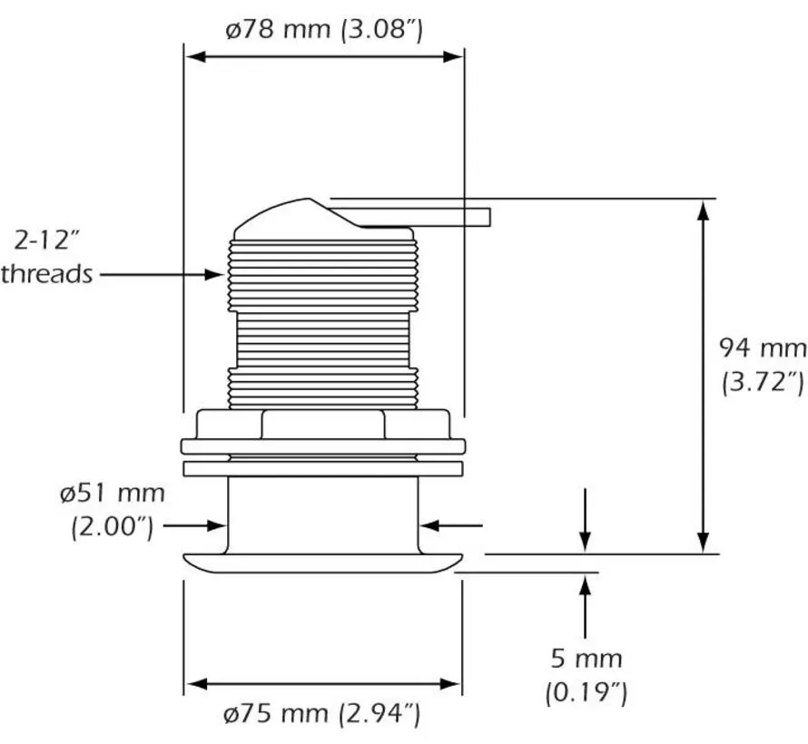B117 600W Bronzen LP ThruHull depth transducer