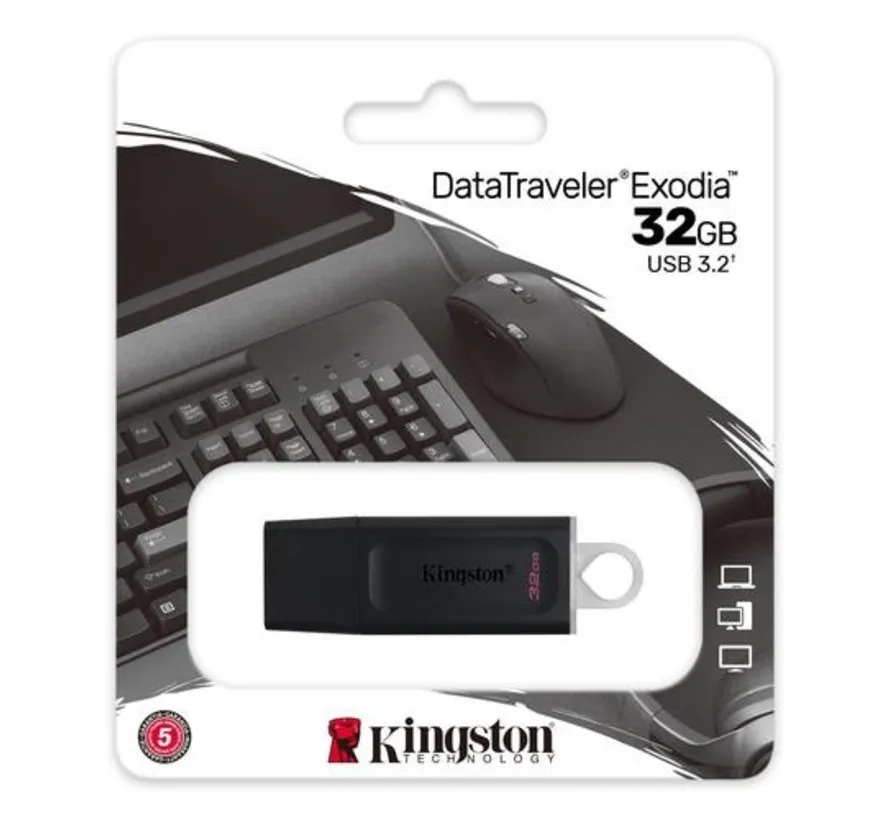 DataTraveler Exodia 34 GB USB flash drive – USB-A – USB 3.2 Gen 1 – cap & keyring loop