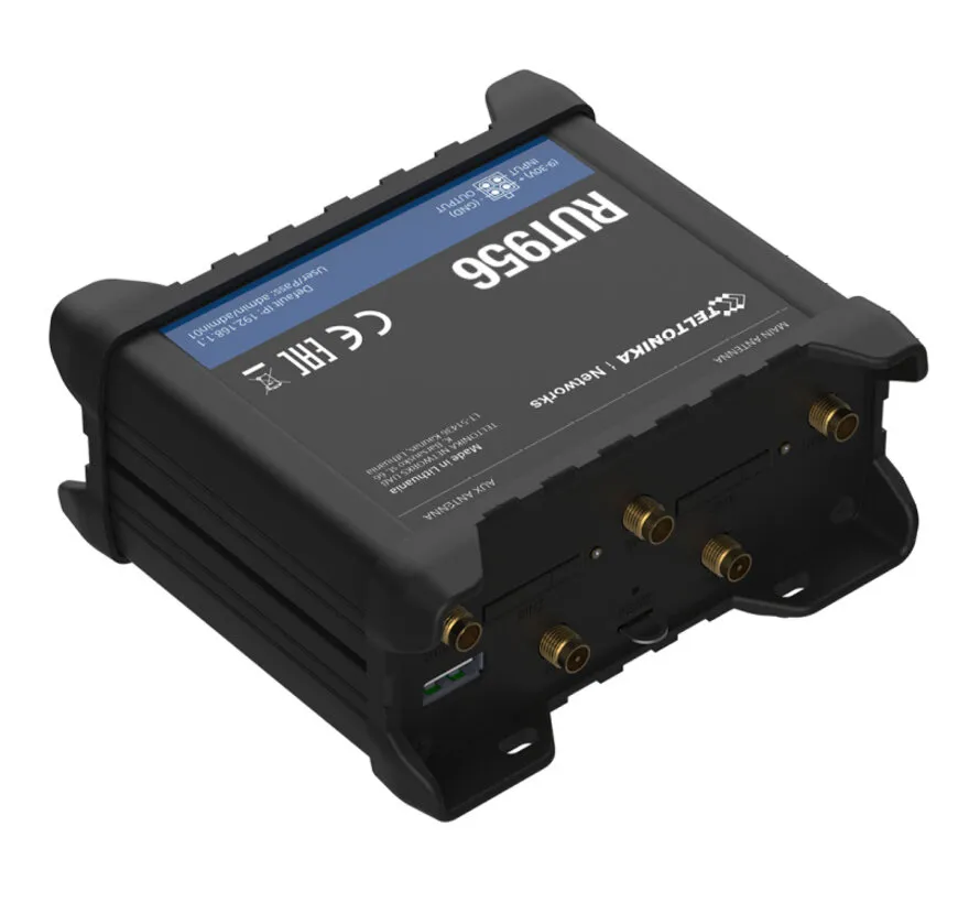 RUT956 industriële 4G LTE router met dual SIM, RS232, RS485, GNSS en I/O