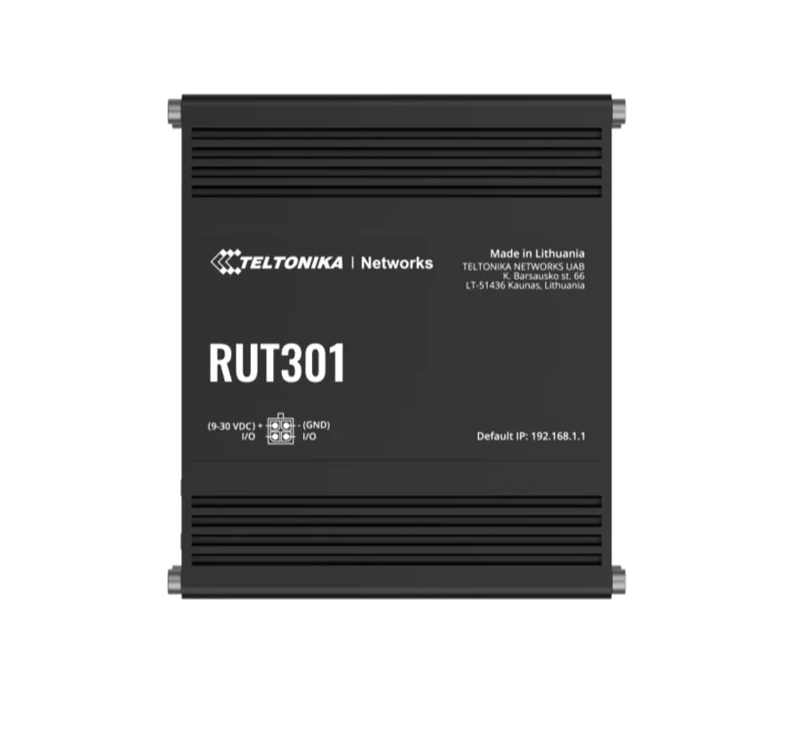 RUT301 industrial Ethernet router with 5 ports and RutOS