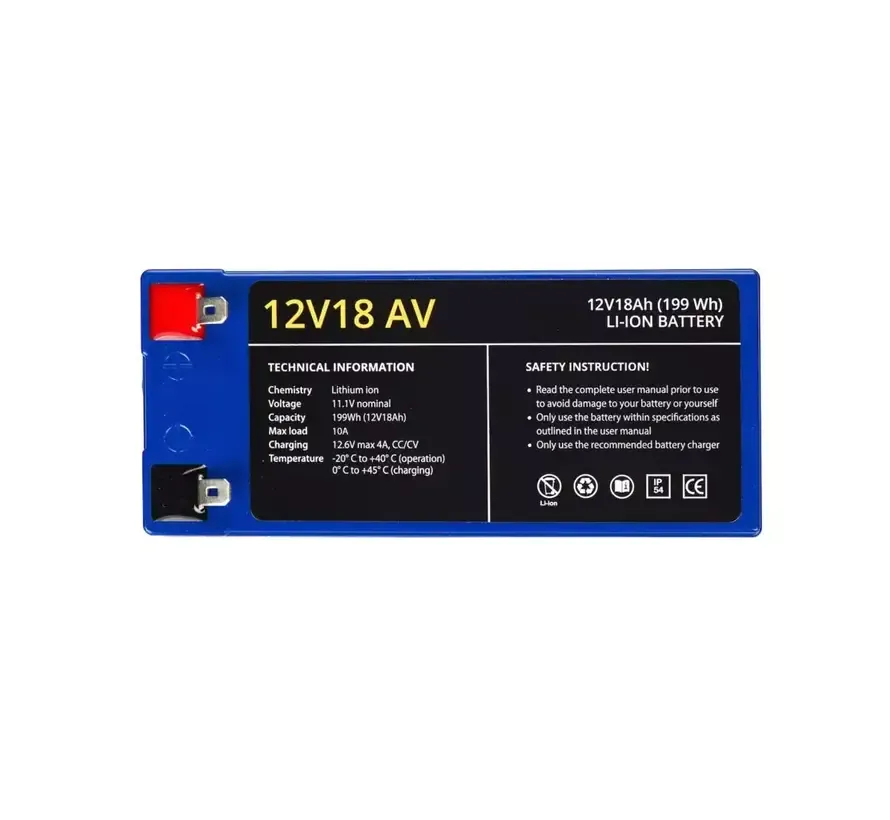 12V18 AV lithium battery 199 Wh IP67 for fishfinder and bait boat