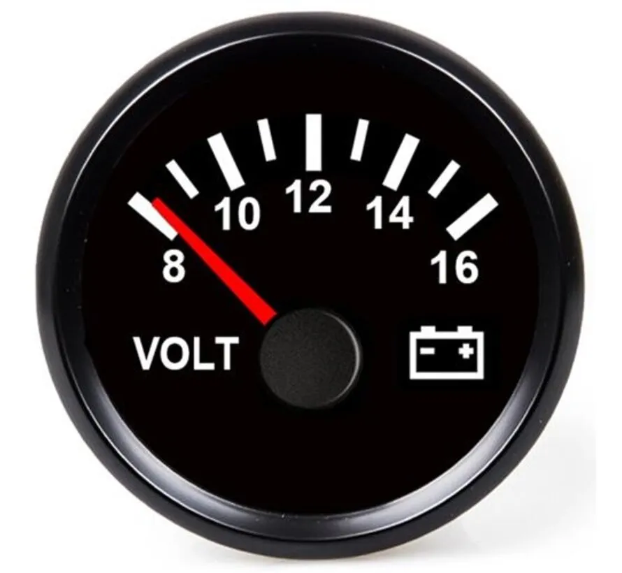 Voltmeter 8 to 16 volts, black