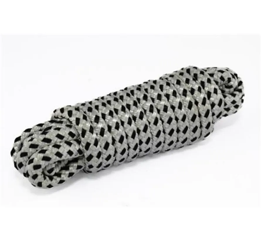 Mooring rope black/white polyester 14 mm, 16 strands, rope length 10 meters