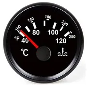 Hollex Coolant temperature gauge black 9-32V 120°