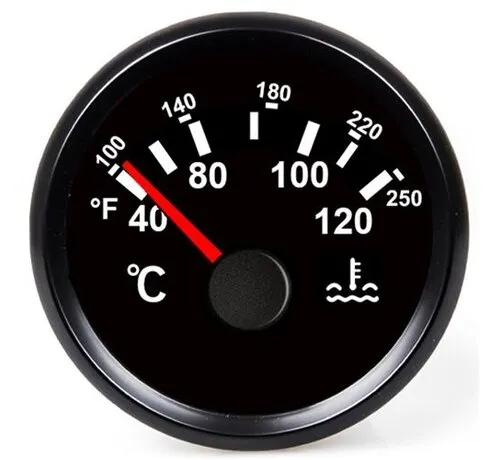 Hollex Coolant temperature gauge black 9-32V 120°