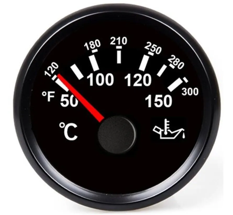 Oil temperature gauge black 9-32V 150°