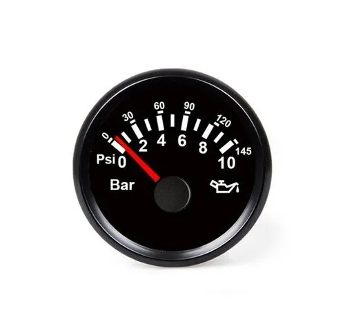 Hollex Oil Pressure Gauge Black 9-32V 0-10 Bar