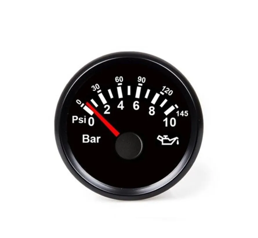 Oil Pressure Gauge Black 9-32V 0-10 Bar