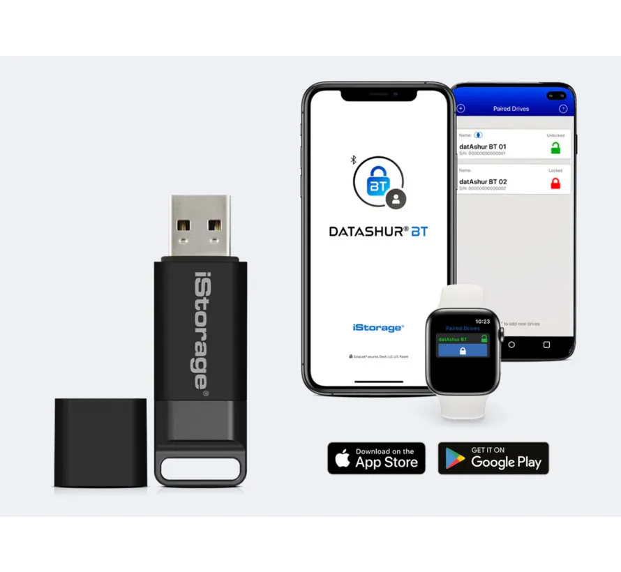 DatAshur BT USB3 256-bit beveiligd USB stick  in  16GB, 32GB, 64GB of 128GB