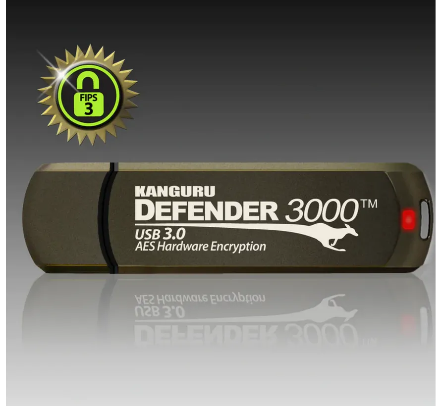 Defender 3000 beveiligd USB stick  in  16, 32, 64 , 128, 256 of 512GB