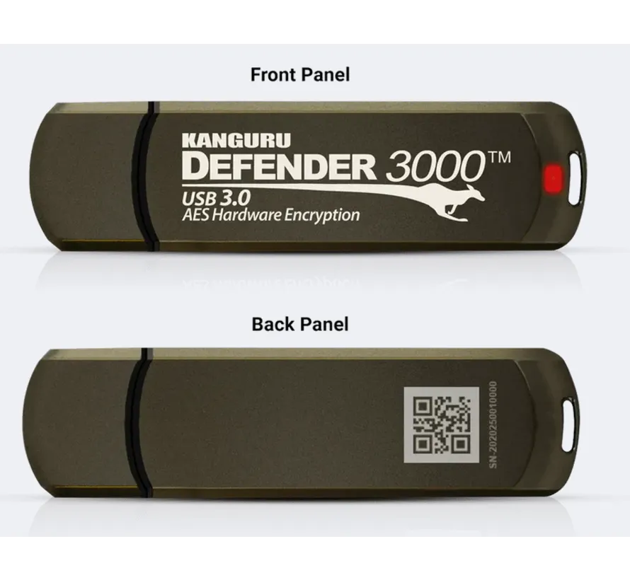 Defender 3000 beveiligd USB stick  in  16, 32, 64 , 128, 256 of 512GB