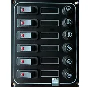 Switch panel with 6 switches, black