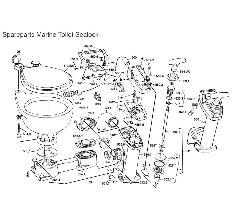 Sealock toilet reparatie set, complete revisie