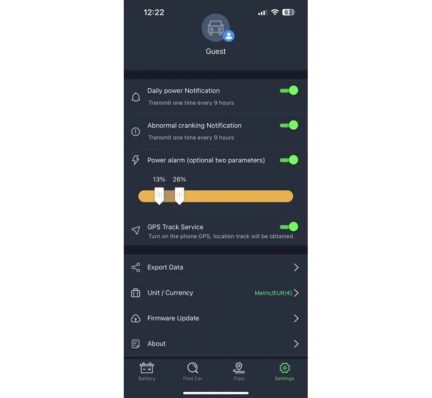 BM200 Bluetooth Accutester 6-20V DC