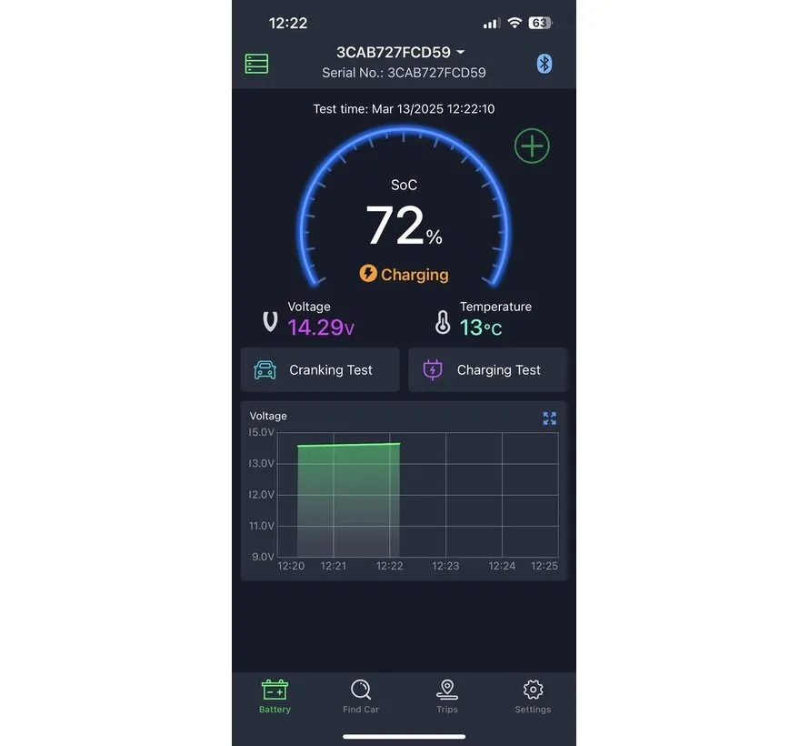 BM200 Bluetooth Batterietester 6-20V DC für 12V Batterien