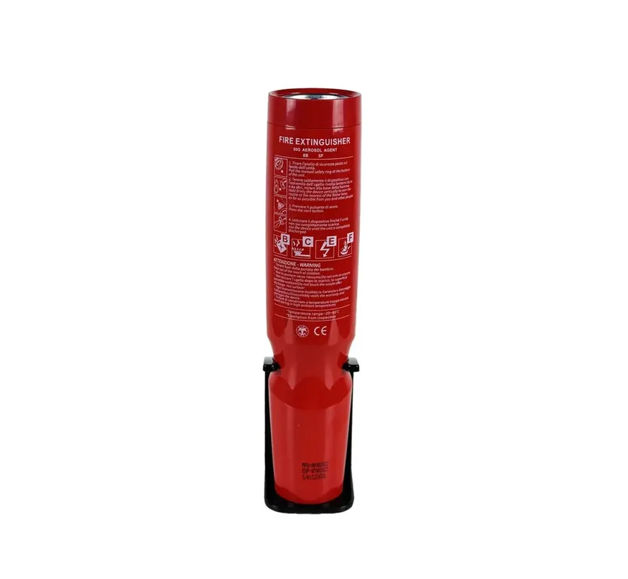 Nano boat and camper spray fire extinguisher, comparable to a 9 kg bottle