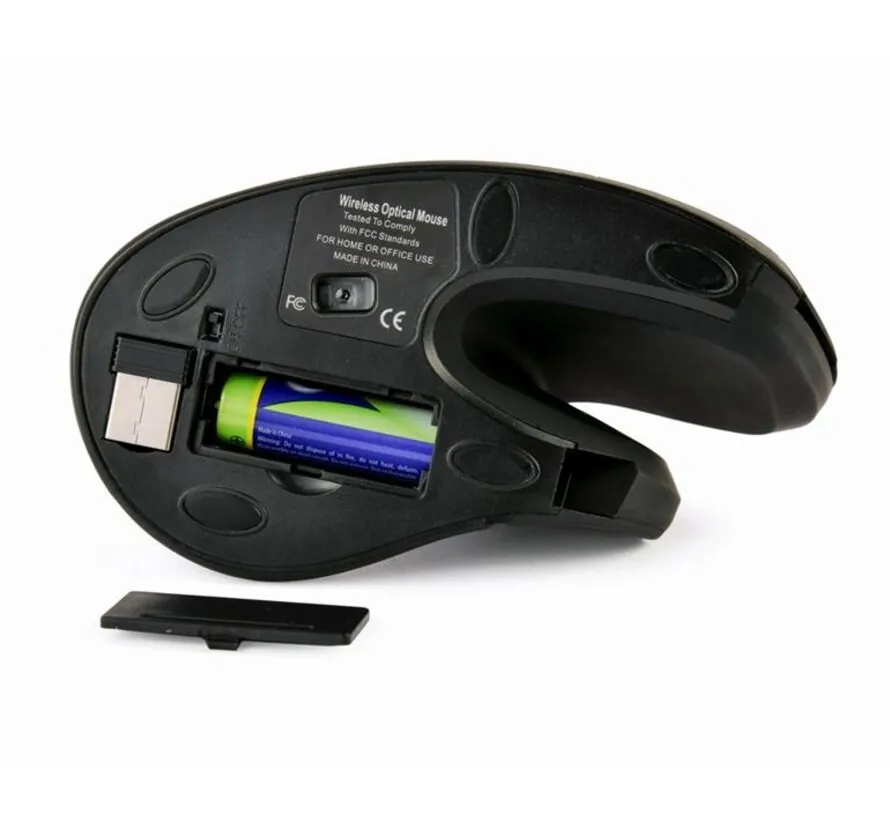 ergonomische kabellose vertikale Maus 6 Tasten 800–1600 DPI schwarz