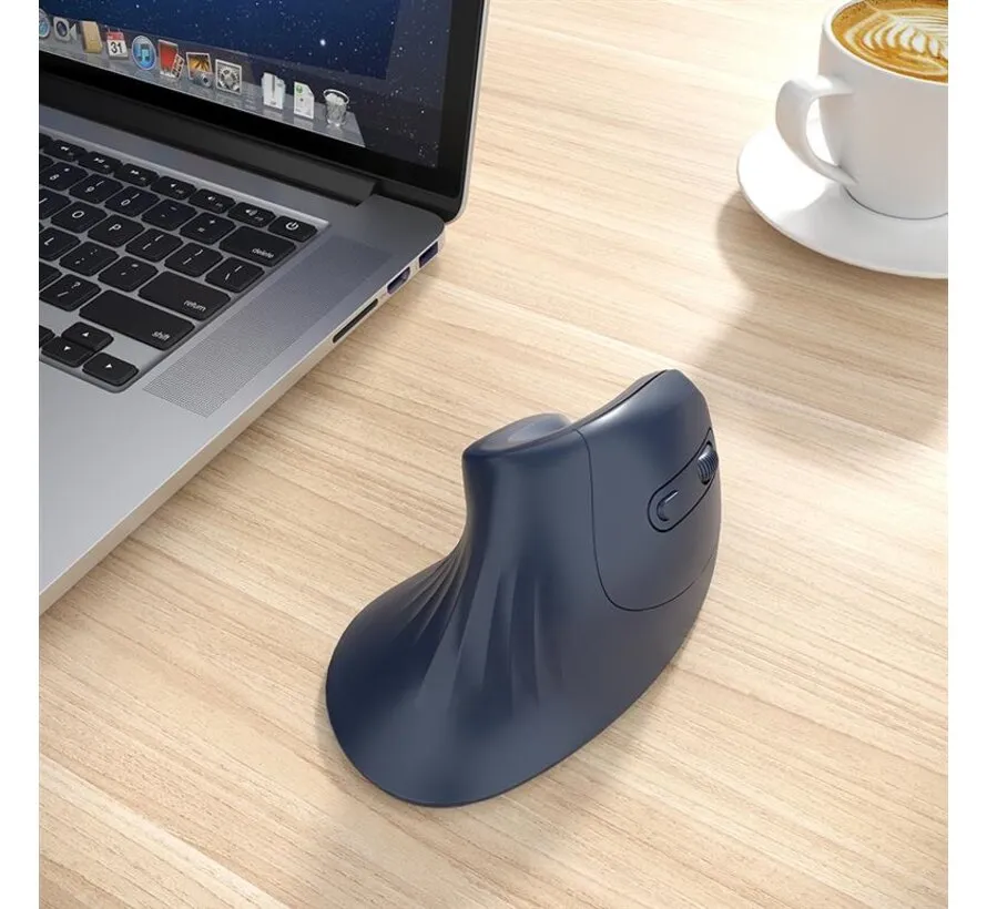 ergonomische kabellose vertikale Maus 6 Tasten 800–1600 DPI schwarz