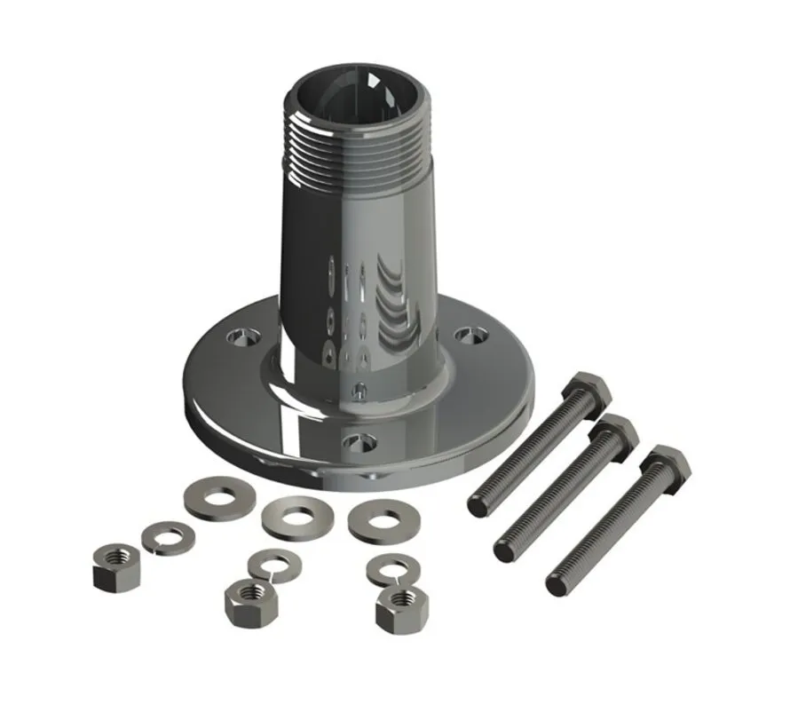 E180F dekdoorvoer / deck mount in verchroomd messing voor maritieme antenne-installaties