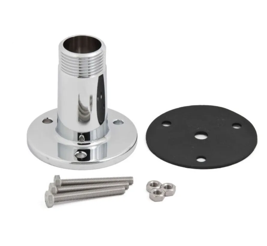 E180F dekdoorvoer / deck mount in verchroomd messing voor maritieme antenne-installaties