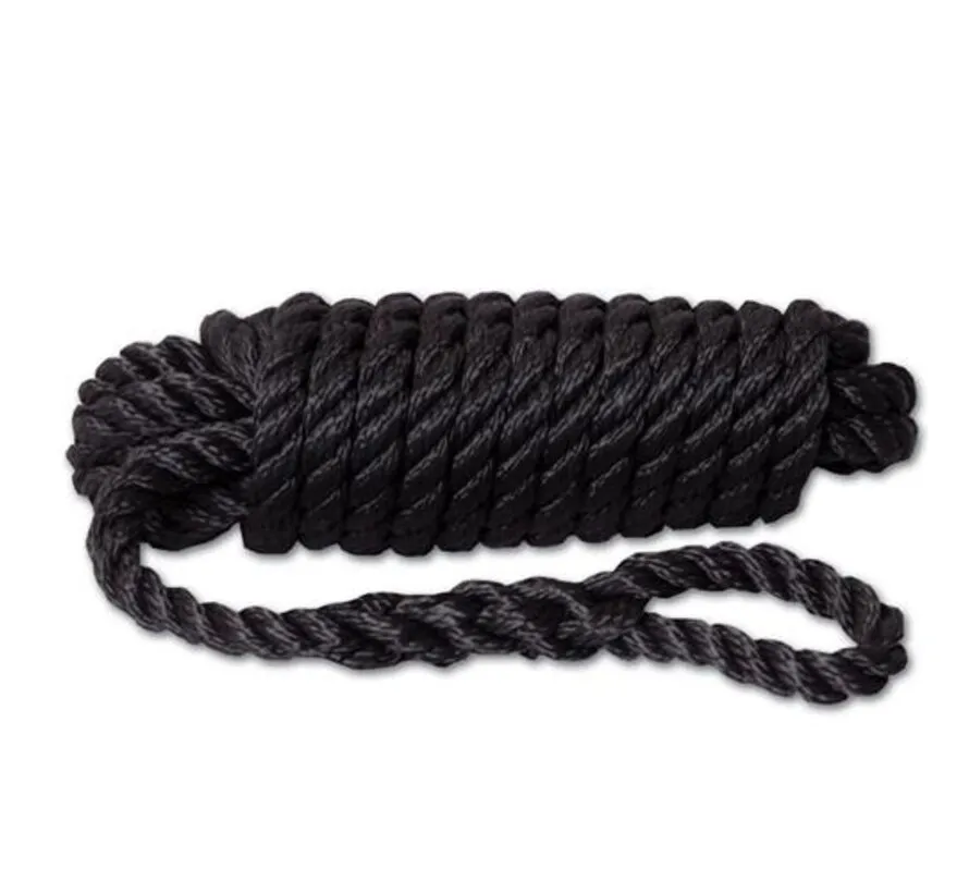 Fenderlijn zwart 12 mm 3-strengs 2,5 m met oog, set van 2